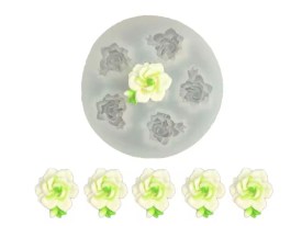 Molde silicona 6 mini rosas abiertas